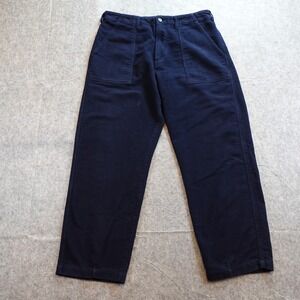 Universal Works Pants Mens 34 (Actual 32x27) Blue Napped Cotton Moleskin Fatigue